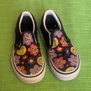 Vans Kids Slip-On Sneakers - Black and Purple with Fun Graphics